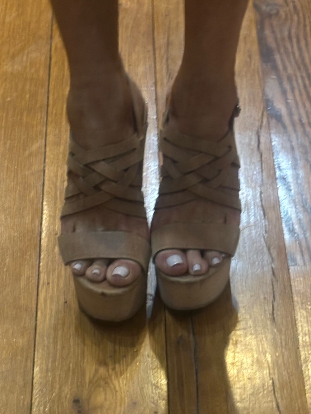 Polo by Ralph Lauren Brown Suede and leather wooden Platform Sandals - Picture 5 of 6